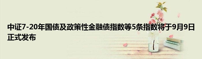中证7-20年国债及政策性金融债指数等5条指数将于9月9日正式发布