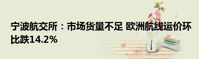 宁波航交所:市场货量不足 欧洲航线运价环比跌14.2%