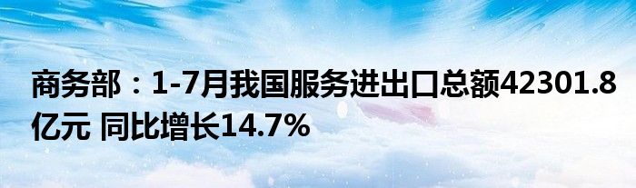 商务部:1-7月我国服务进出口总额42301.8亿元 同比增长14.7%