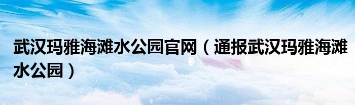 武汉玛雅海滩水公园官网(通报武汉玛雅海滩水公园)