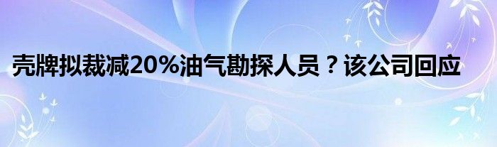 壳牌拟裁减20%油气勘探人员?该公司回应