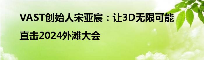 VAST创始人宋亚宸:让3D无限可能|直击2024外滩大会