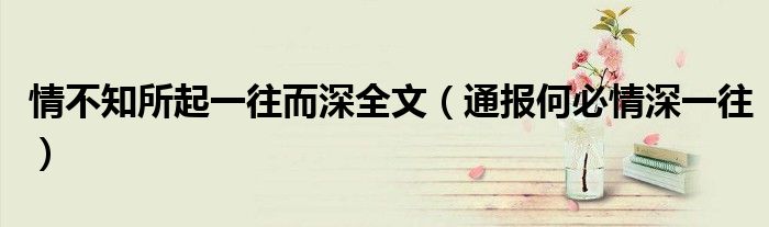 情不知所起一往而深全文(通报何必情深一往)