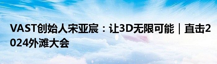 VAST创始人宋亚宸:让3D无限可能|直击2024外滩大会