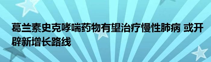 葛兰素史克哮喘药物有望治疗慢性肺病 或开辟新增长路线