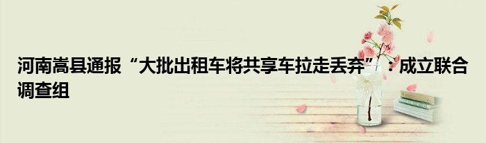河南嵩县通报“大批出租车将共享车拉走丢弃”:成立联合调查组