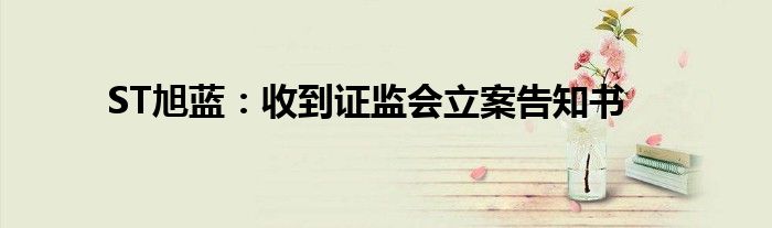 ST旭蓝：收到证监会立案告知书