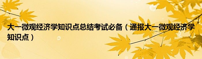 大一微观经济学知识点总结考试必备(通报大一微观经济学知识点)