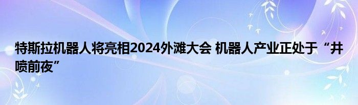 特斯拉机器人将亮相2024外滩大会 机器人产业正处于“井喷前夜”