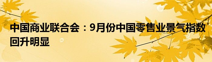 中国商业联合会:9月份中国零售业景气指数回升明显