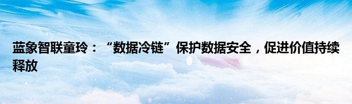 蓝象智联童玲:“数据冷链”保护数据安全,促进价值持续释放