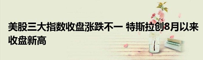 美股三大指数收盘涨跌不一 特斯拉创8月以来收盘新高