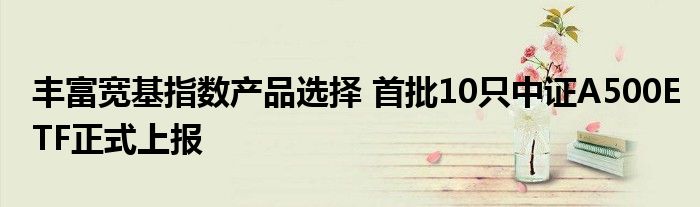 丰富宽基指数产品选择 首批10只中证A500ETF正式上报