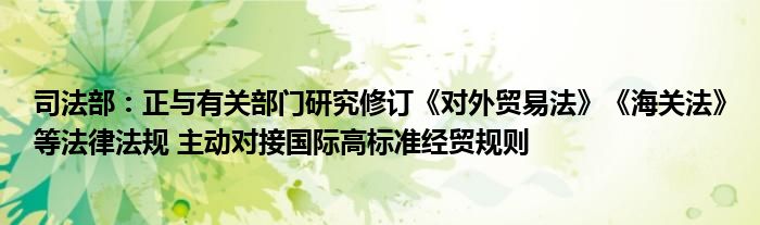 司法部:正与有关部门研究修订《对外贸易法》《海关法》等法律法规 主动对接国际高标准经贸规则