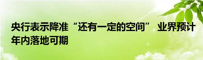 央行表示降准“还有一定的空间” 业界预计年内落地可期