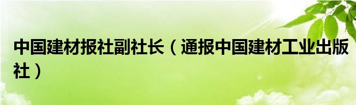 中国建材报社副社长(通报中国建材工业出版社)