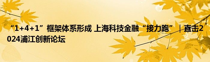 “1+4+1”框架体系形成 上海科技金融“接力跑”|直击2024浦江创新论坛