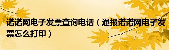 诺诺网电子发票查询电话(通报诺诺网电子发票怎么打印)
