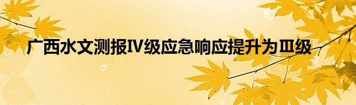 广西水文测报Ⅳ级应急响应提升为Ⅲ级