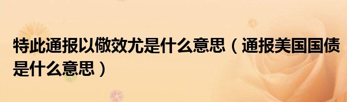 特此通报以儆效尤是什么意思(通报美国国债是什么意思)