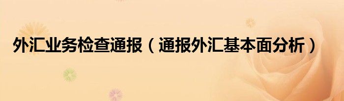 外汇业务检查通报(通报外汇基本面分析)