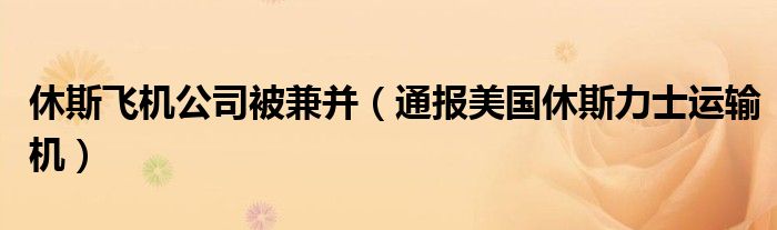 休斯飞机公司被兼并(通报美国休斯力士运输机)