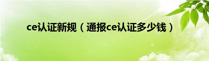 ce认证新规(通报ce认证多少钱)