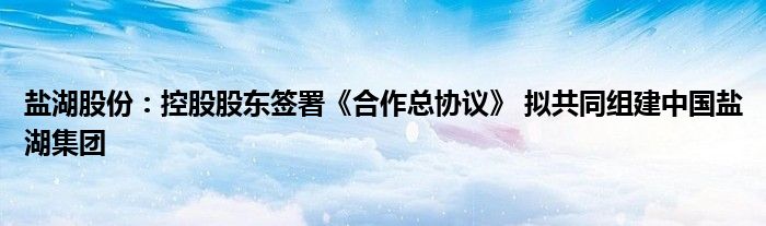 盐湖股份:控股股东签署《合作总协议》 拟共同组建中国盐湖集团