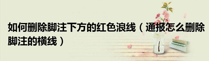 如何删除脚注下方的红色浪线(通报怎么删除脚注的横线)