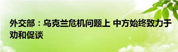外交部:乌克兰危机问题上 中方始终致力于劝和促谈