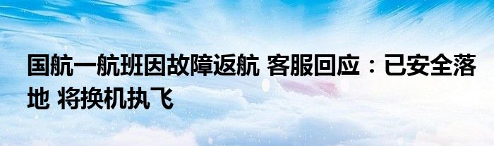 国航一航班因故障返航 客服回应:已安全落地 将换机执飞