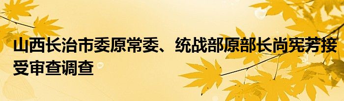 山西长治市委原常委、统战部原部长尚宪芳接受审查调查