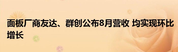 面板厂商友达、群创公布8月营收 均实现环比增长