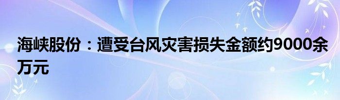 海峡股份:遭受台风灾害损失金额约9000余万元