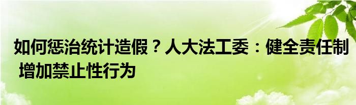 如何惩治统计造假?人大法工委:健全责任制 增加禁止性行为