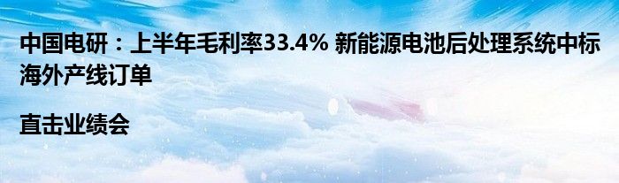 中国电研:上半年毛利率33.4% 新能源电池后处理系统中标海外产线订单|直击业绩会