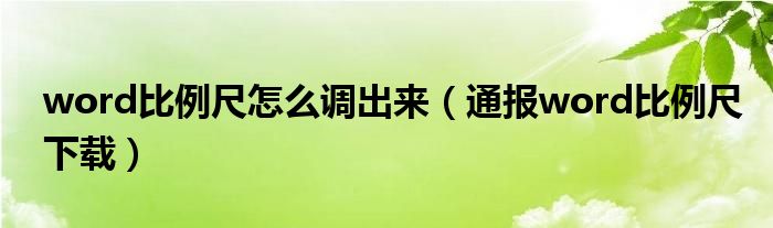 word比例尺怎么调出来(通报word比例尺下载)