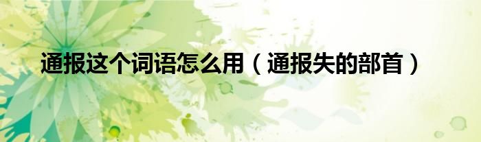 通报这个词语怎么用(通报失的部首)