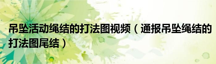 吊坠活动绳结的打法图视频(通报吊坠绳结的打法图尾结)