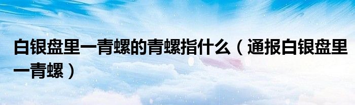 白银盘里一青螺的青螺指什么(通报白银盘里一青螺)