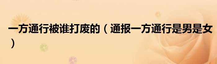 一方通行被谁打废的(通报一方通行是男是女)