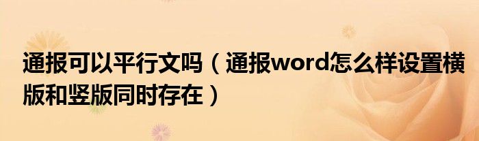 通报可以平行文吗(通报word怎么样设置横版和竖版同时存在)