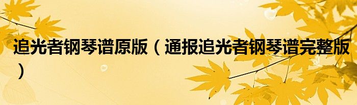 追光者钢琴谱原版(通报追光者钢琴谱完整版)