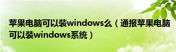 苹果电脑可以装windows么(通报苹果电脑可以装windows系统)