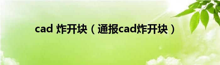 cad 炸开块(通报cad炸开块)