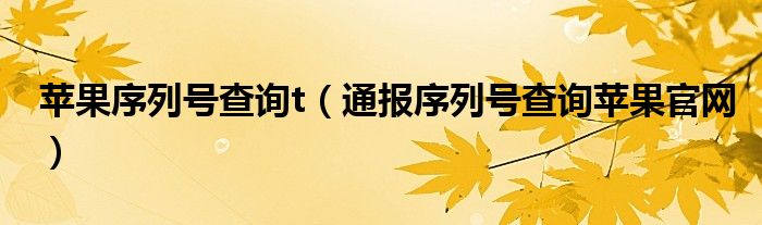 苹果序列号查询t(通报序列号查询苹果官网)