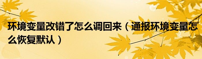 环境变量改错了怎么调回来(通报环境变量怎么恢复默认)