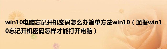win10电脑忘记开机密码怎么办简单方法win10(通报win10忘记开机密码怎样才能打开电脑)