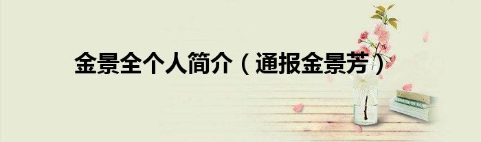 金景全个人简介(通报金景芳)