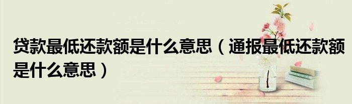 贷款最低还款额是什么意思(通报最低还款额是什么意思)